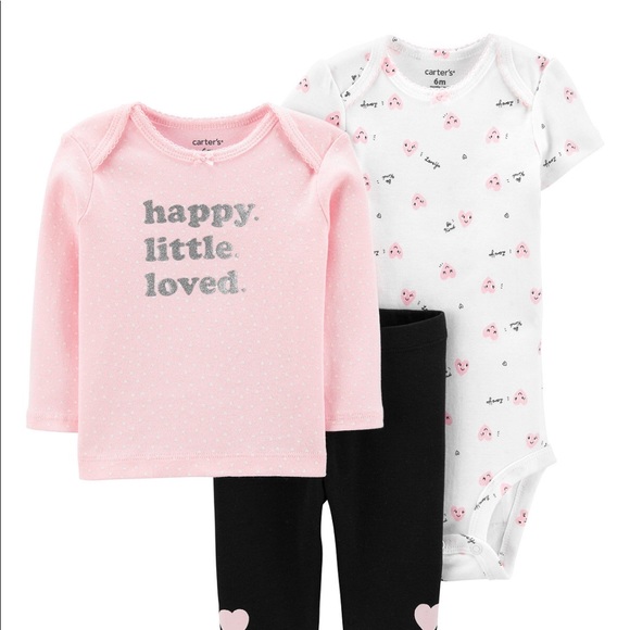 CARTER’S Baby Girls 3-pc Cotton Set Size 12mos - Picture 1 of 5
